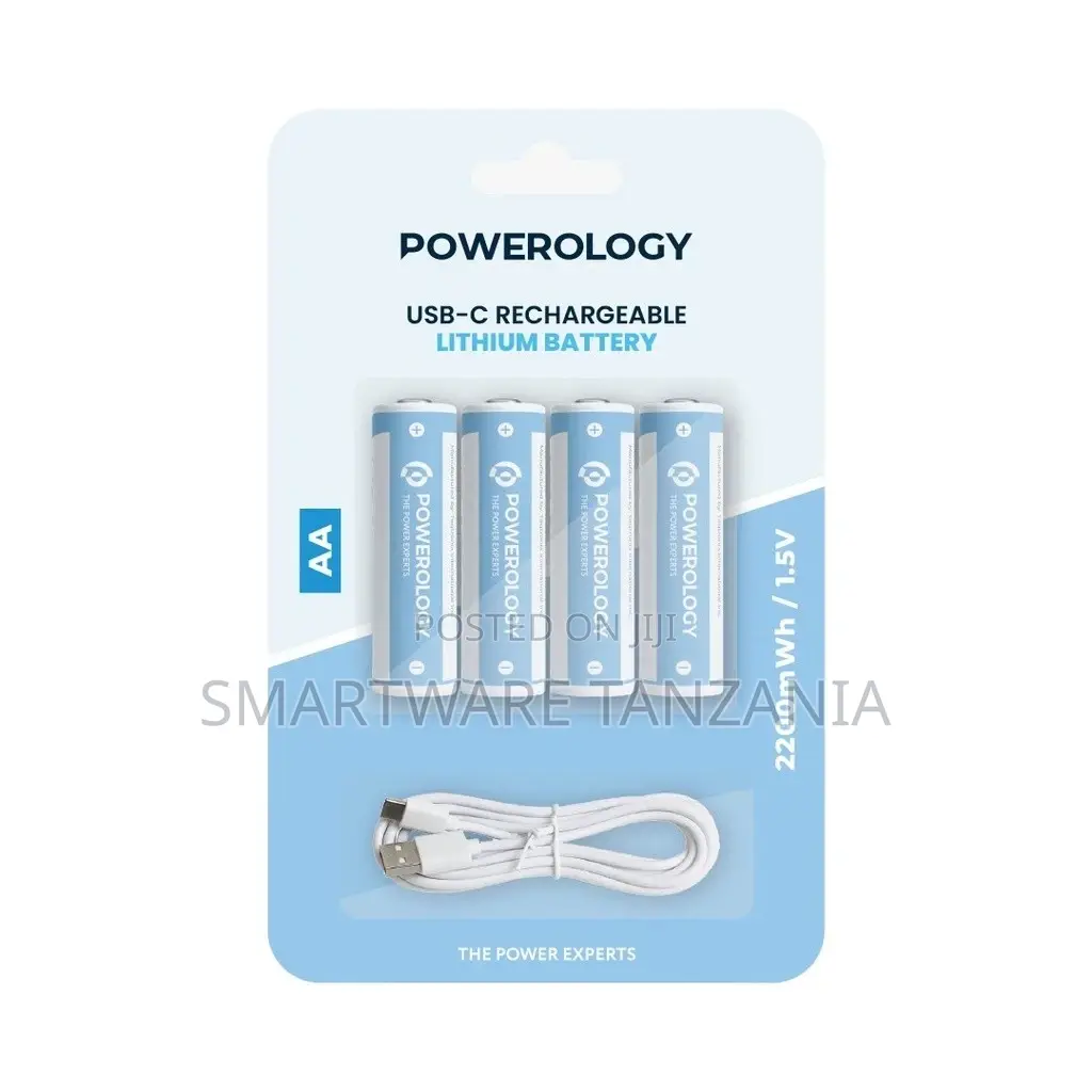 Powerology 1.5v Type-C Rechargeable Lithium-Ion Aa Battery 2200mwh