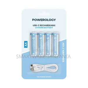 Powerology 1.5v Type-C Rechargeable Lithium-Ion Aa Battery 2200mwh
