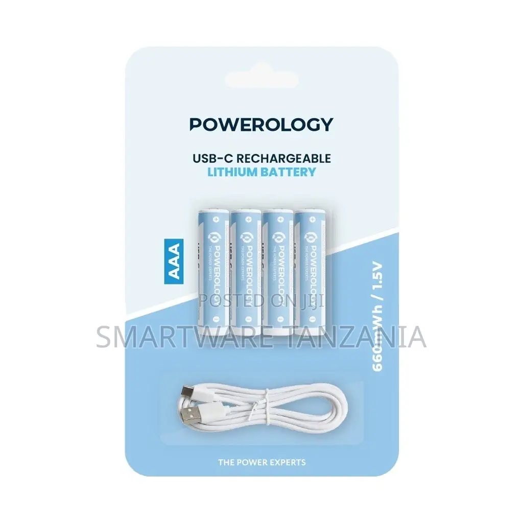 Powerology 1.5v Type-C Rechargeable Lithium-Ion Aaa Battery 4pcs