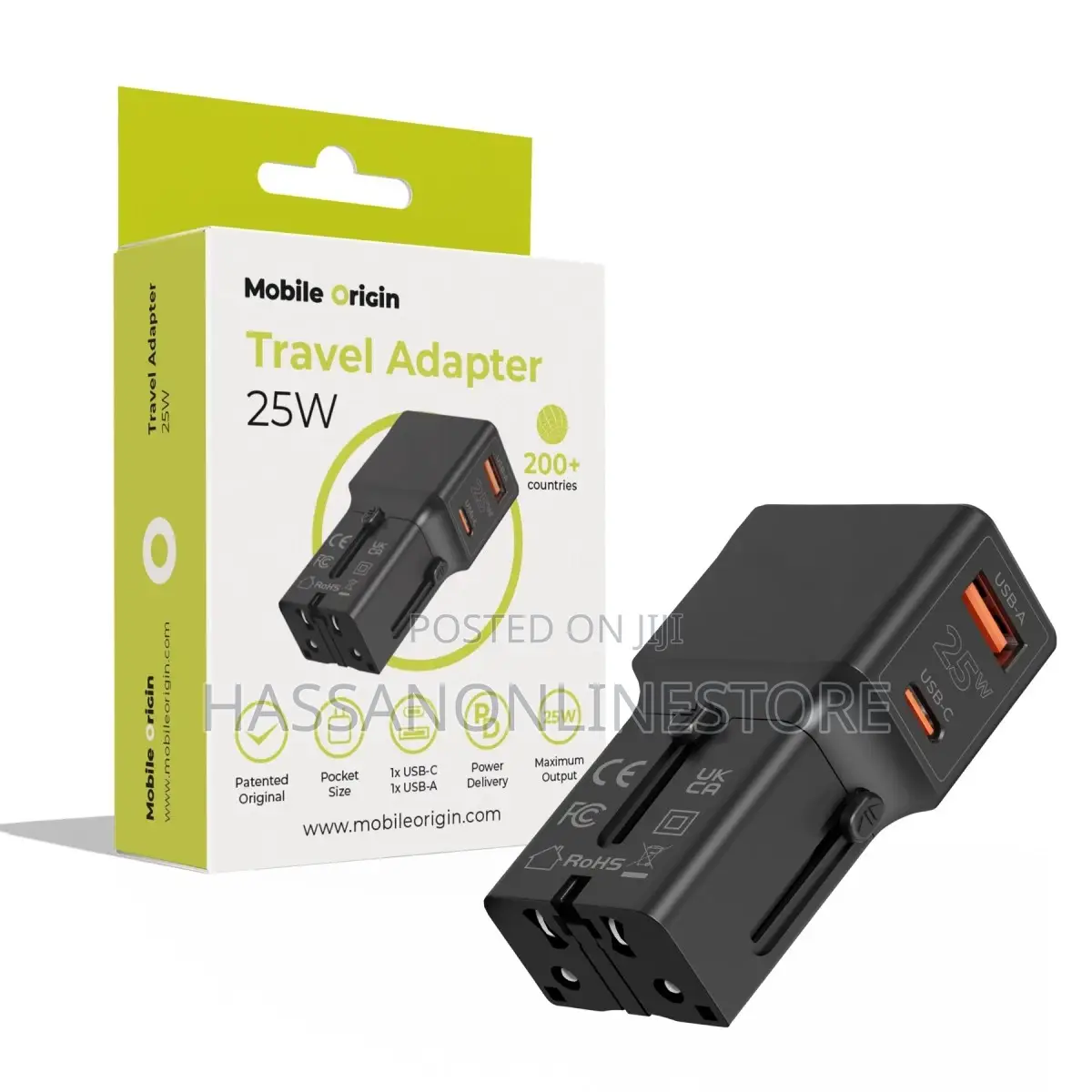 Totu Life Travel Adapter 25w, Eu/Us/Uk/Au Black