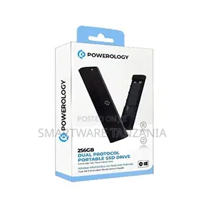 Powerology Dual Protocol Portable SSD Drive 256gb - Black