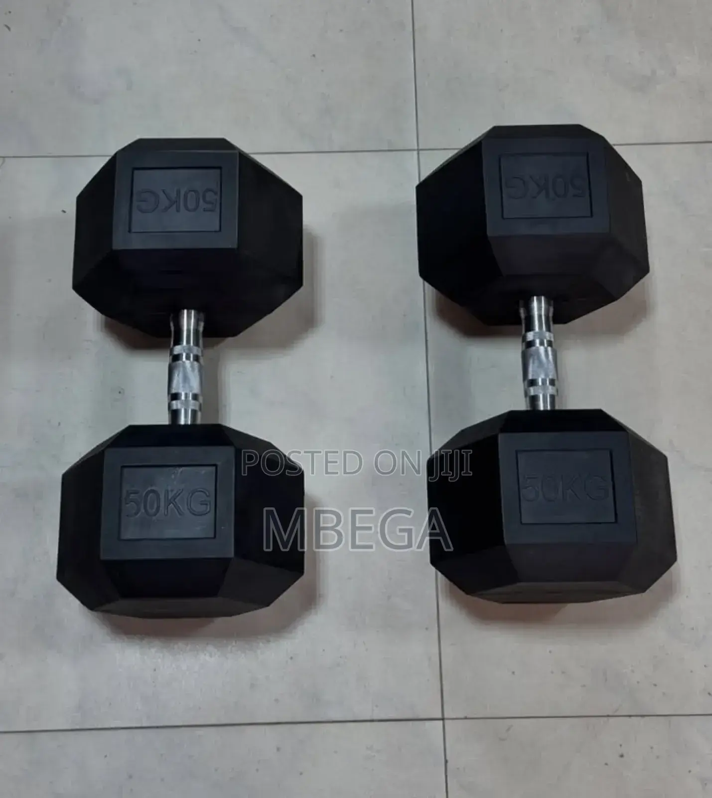Hexagon Rubber Dumbbells 50kg
