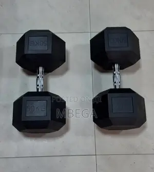 Hexagon Rubber Dumbbells 50kg
