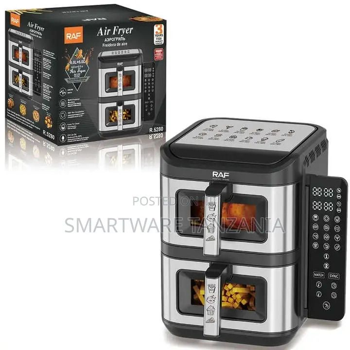 Raf Air Fryer, Vertical Dual Drawer Air Fryer With 4 Cooking Levels