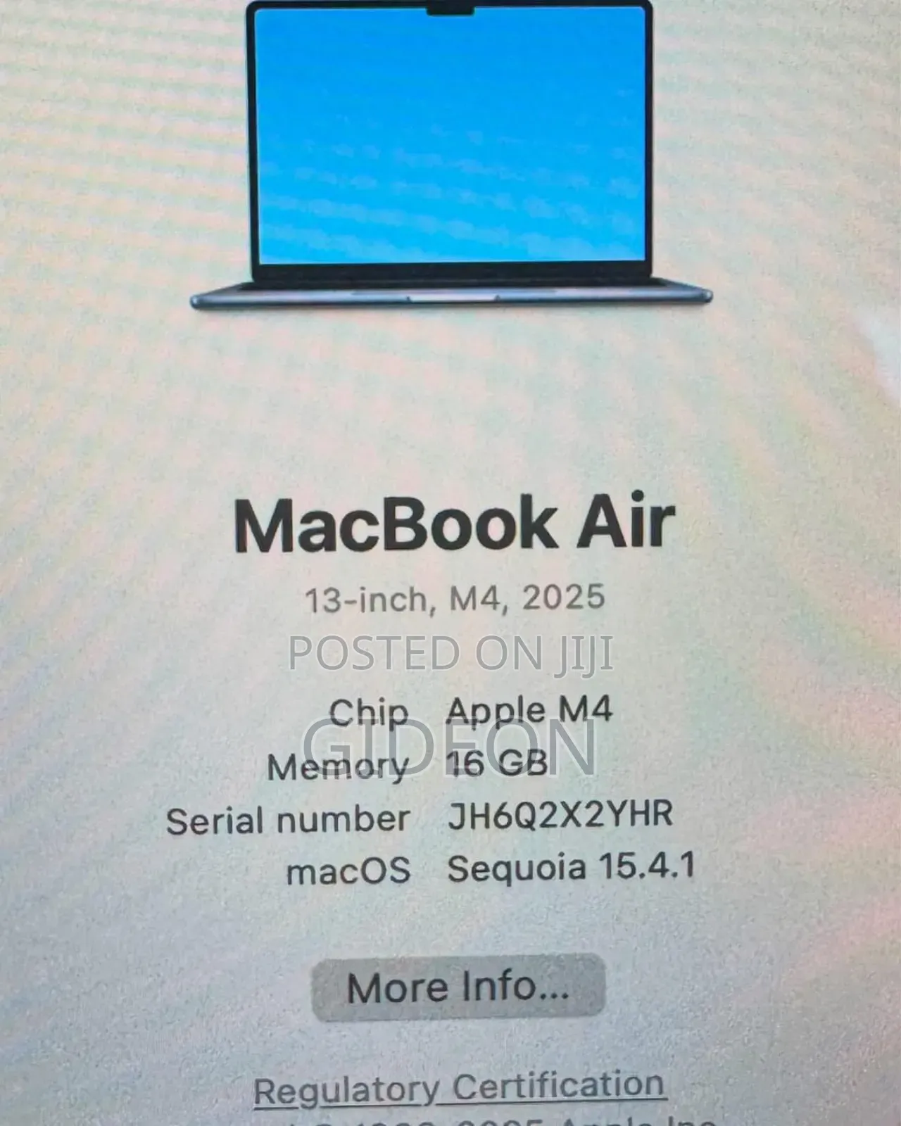 New Laptop Apple MacBook Air 2025 M4 13-Inch 16GB Apple M4 SSD 256GB