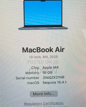 New Laptop Apple MacBook Air 2025 M4 13-Inch 16GB Apple M4 SSD 256GB