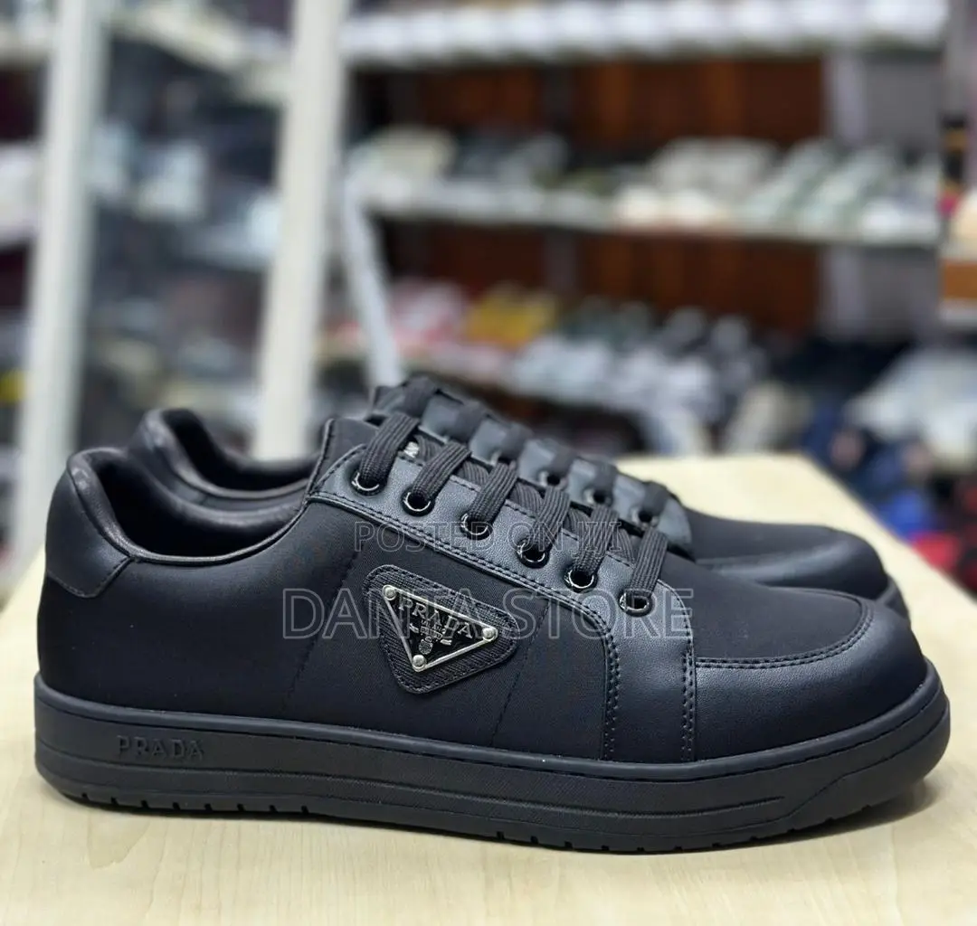 Prada Edge Leather Sneaker Black