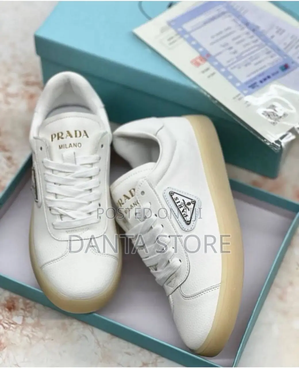 Prada Edge Leather Sneaker White