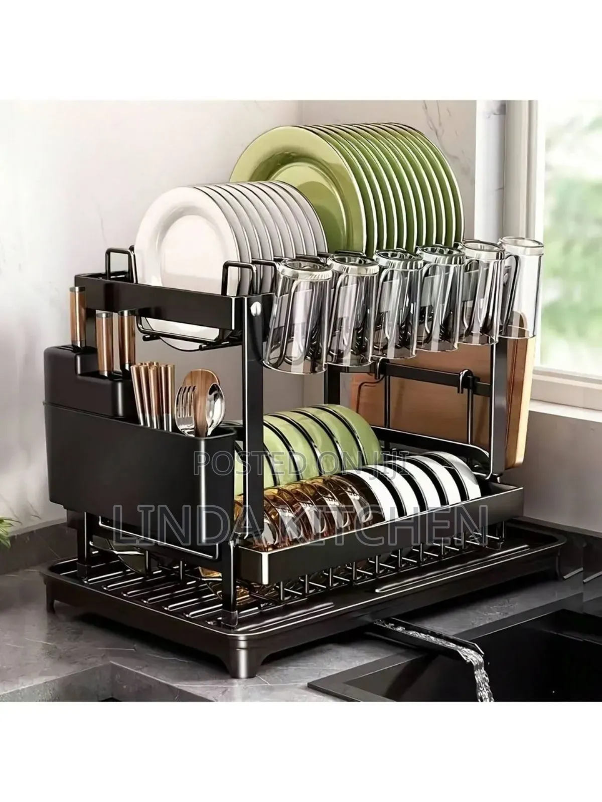 Stainless Steel Dish Rack (Black/White)