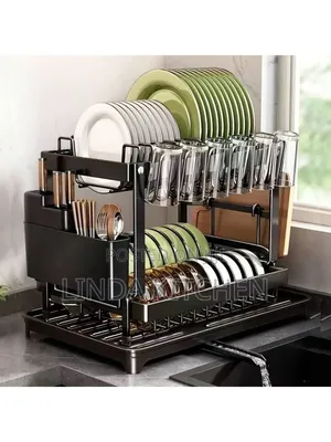 Stainless Steel Dish Rack (Black/White)