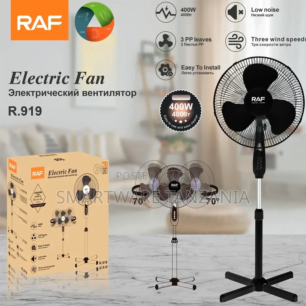 Raf 16 Inch Oscillating Pedestal Fan Adjustable Height 3 Speed