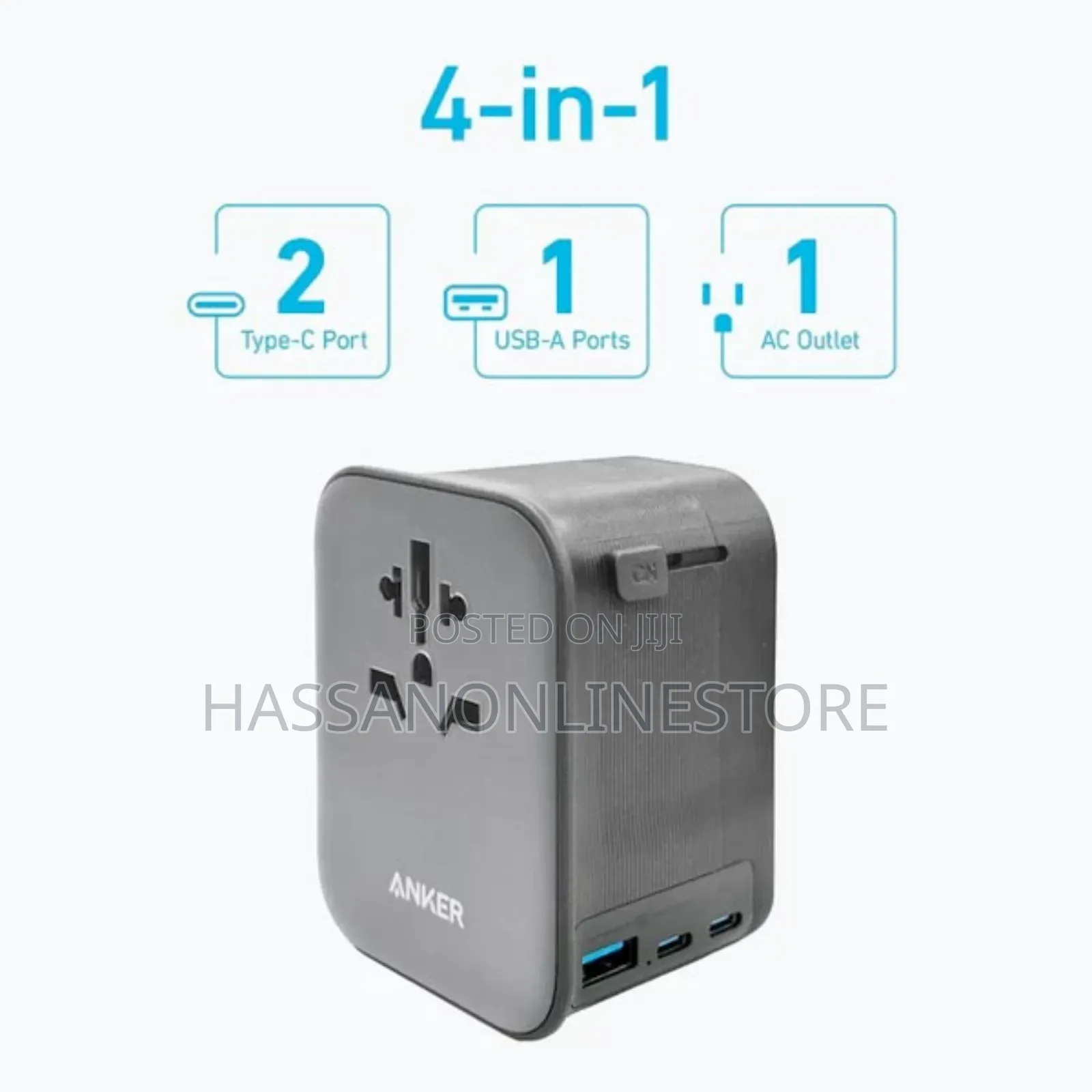 Anker Nano Travel Adapter (4-in-1, 65w) – A9213k12 – Black