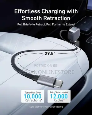 Anker Nano 75w Usb-C Car Charger With Built-in Retractable Usb-C Cable