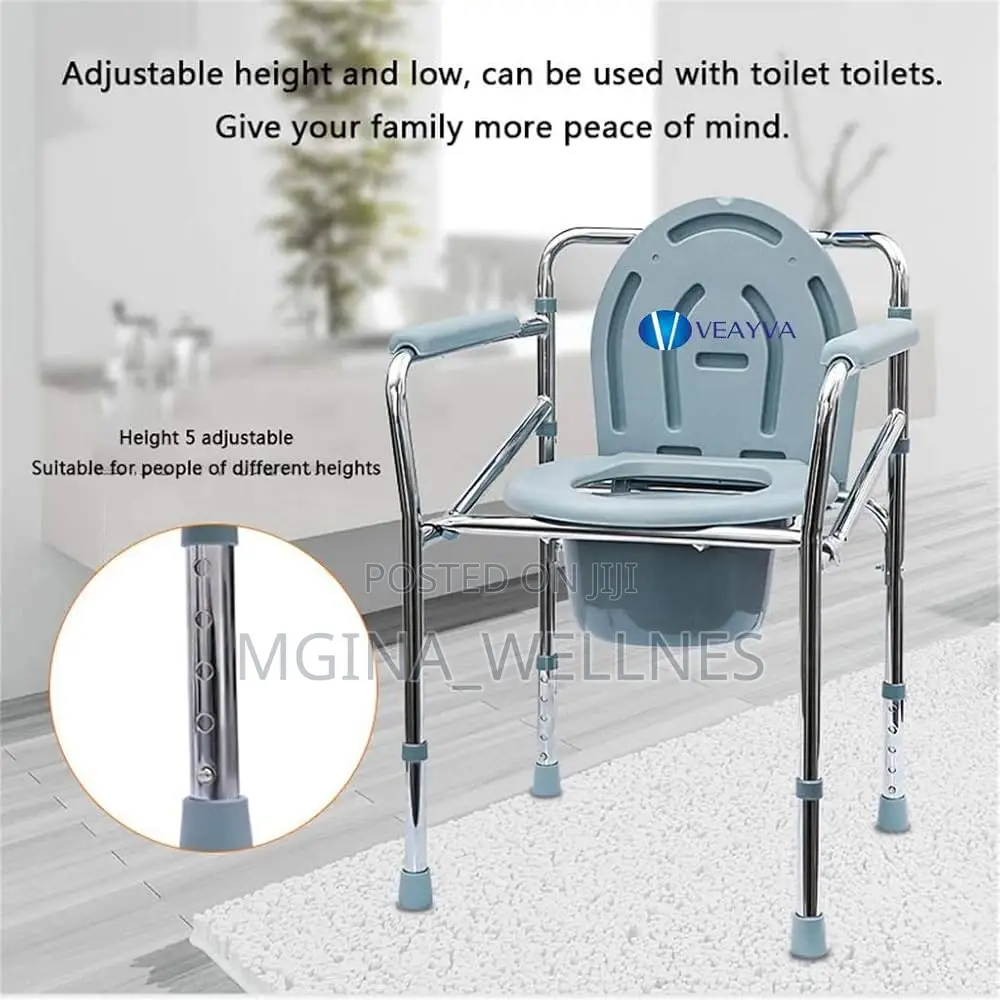 Commode Chair Cum Stool for Adults, Toilet Chair With Pot, Adjustable