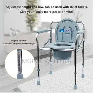 Commode Chair Cum Stool for Adults, Toilet Chair With Pot, Adjustable