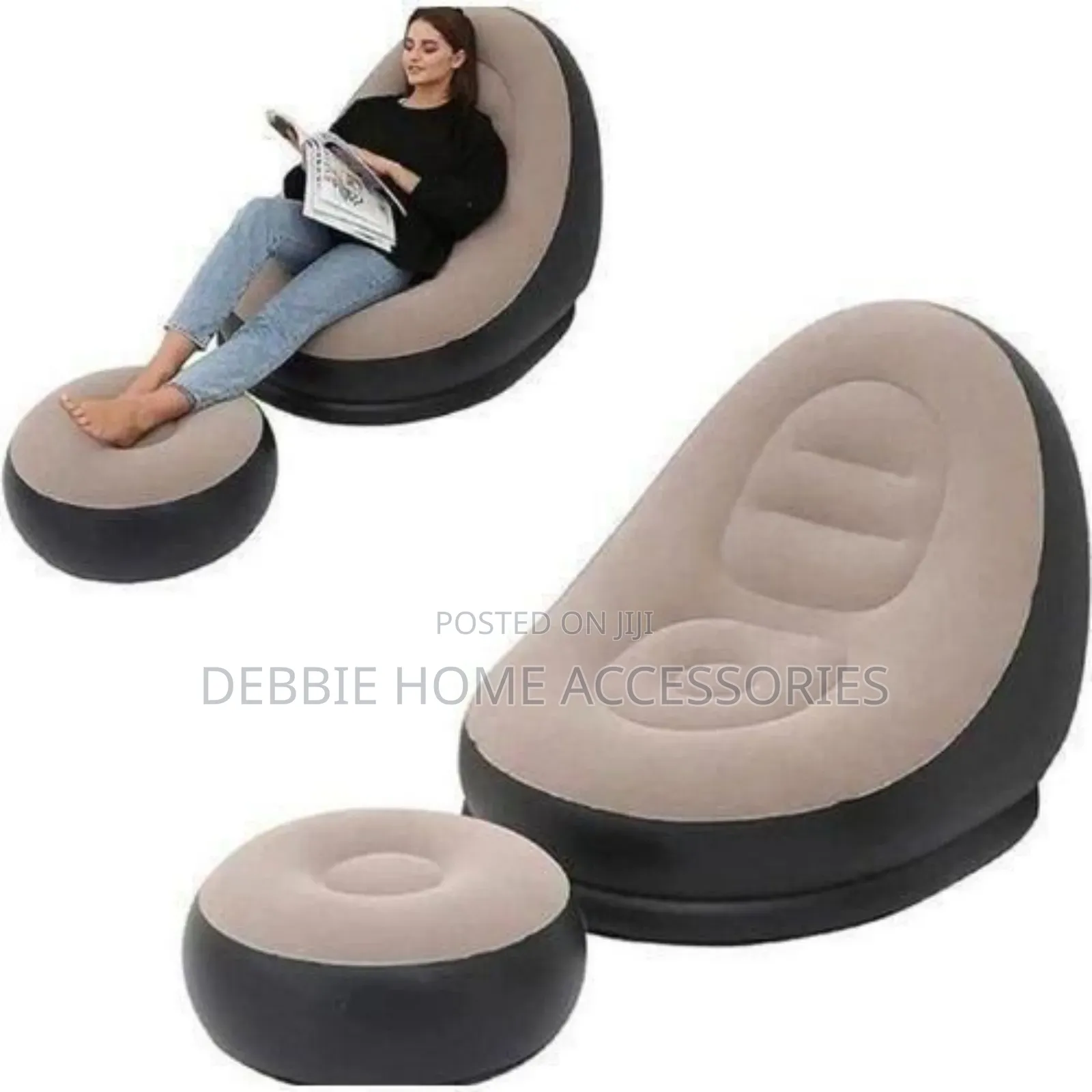 Inflatable Leisure Sofa Lazy Couch Bag Chair With Footstool