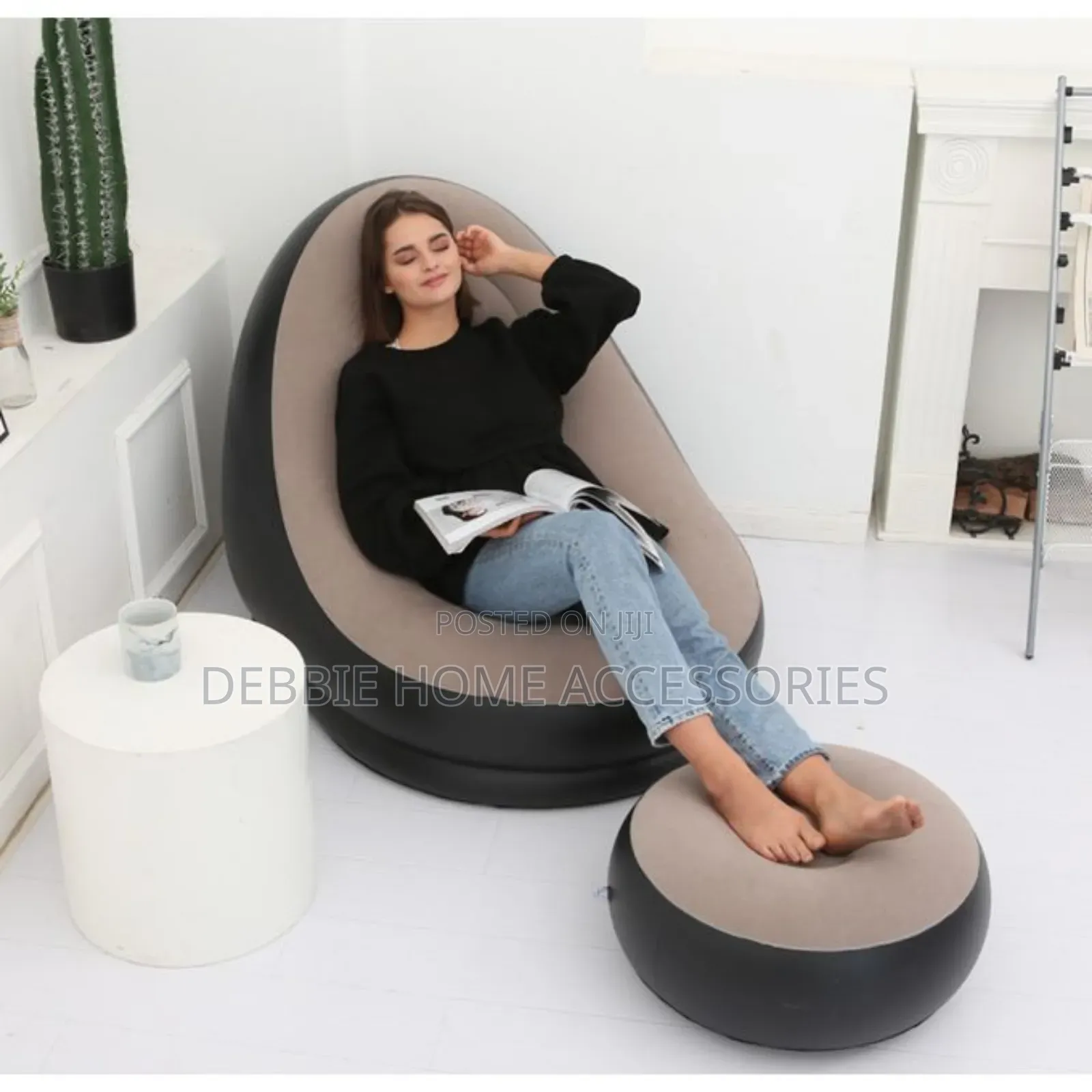 Inflatable Leisure Sofa Lazy Couch Bag Chair With Footstool