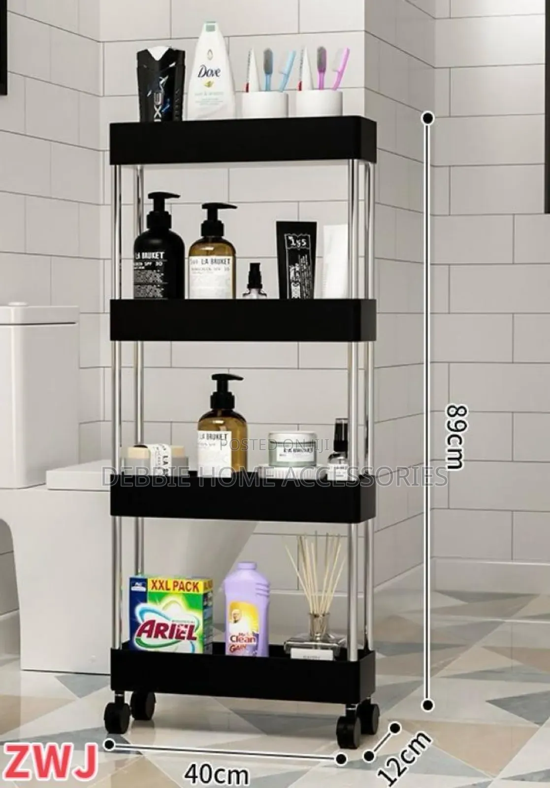 Tier Slim Bathroom Storage Organizer Cart With Wheels
