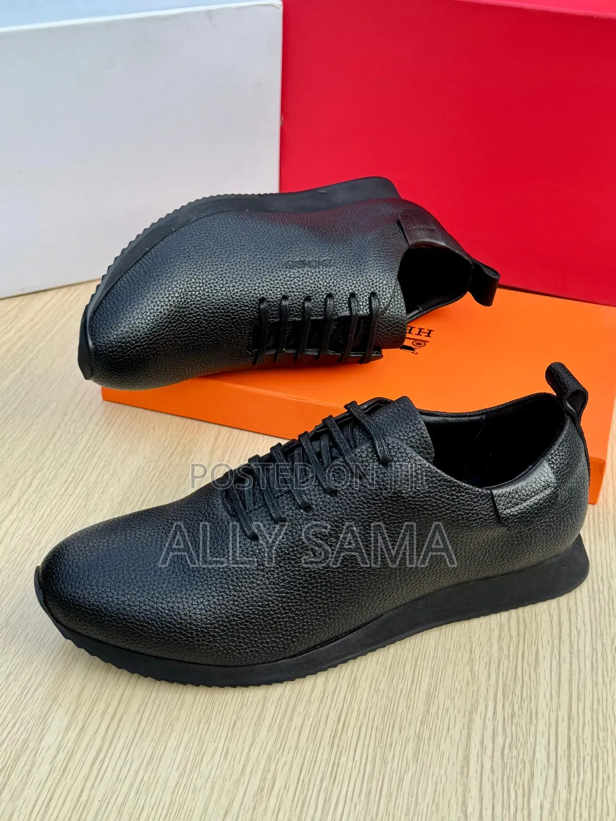 Men's Shoes Full Black Boss Material Pure Leather