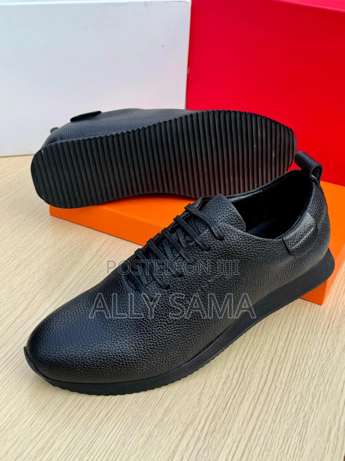 Men's Shoes Full Black Boss Material Pure Leather