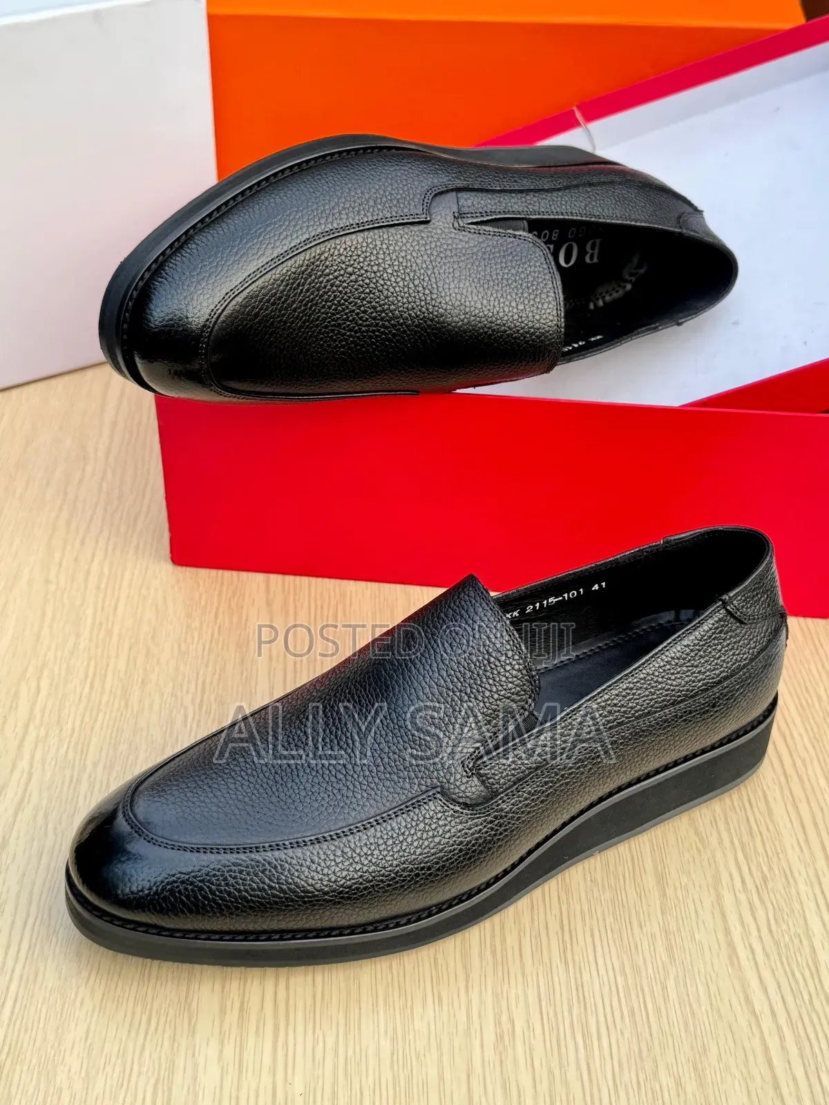 Men's Loafers Boss Full Black Material Leather
