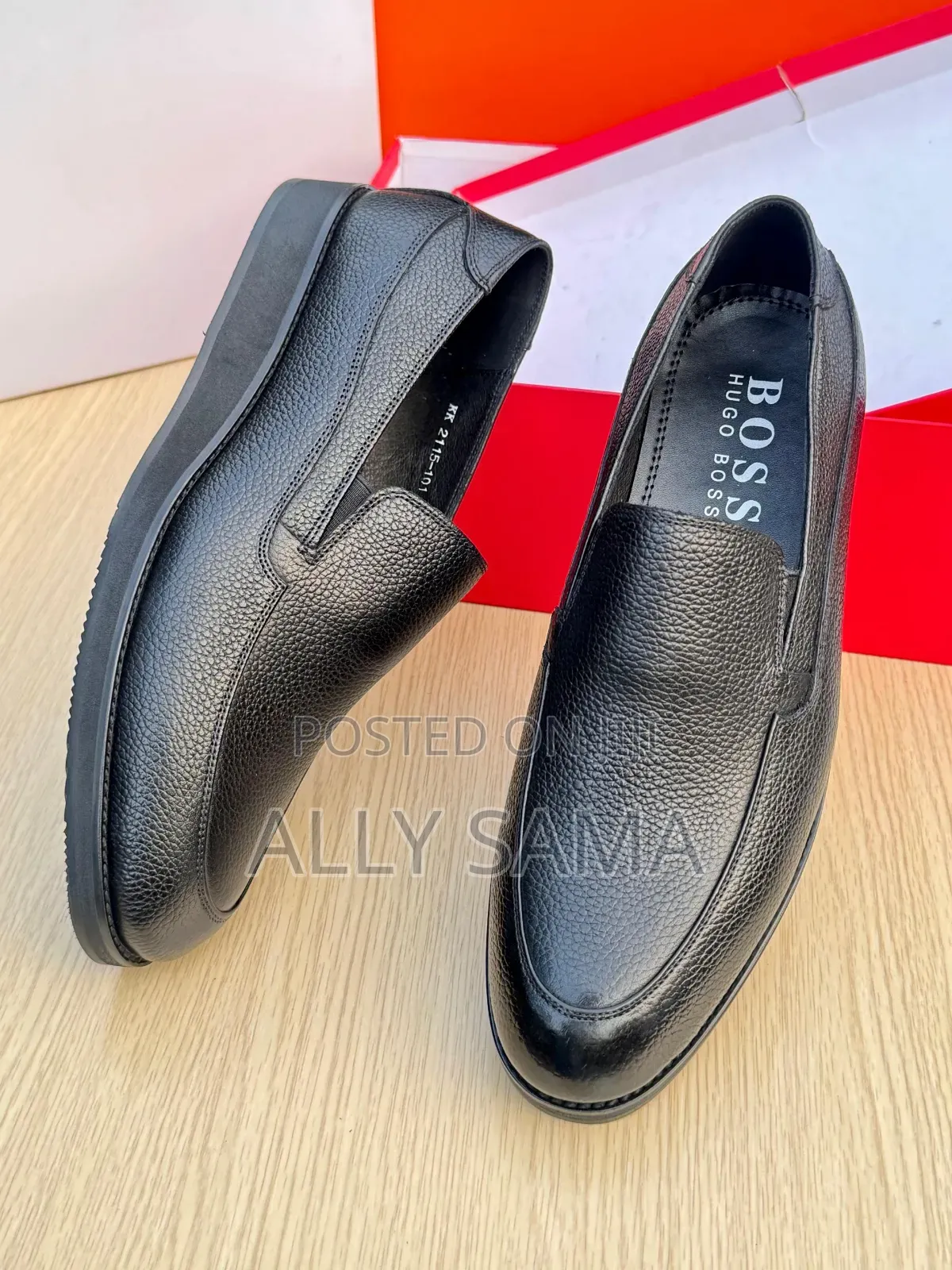 Men's Loafers Boss Full Black Material Leather