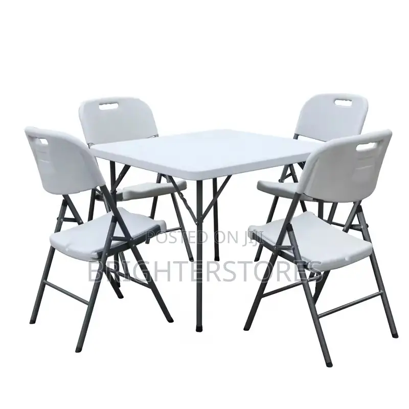 Rectangular White Table With Four People