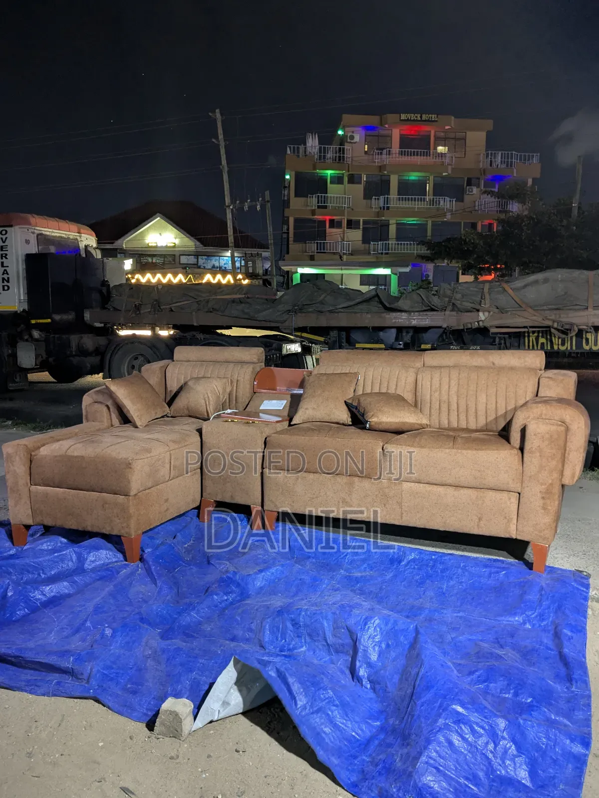 L Shape Sofa Brown Color