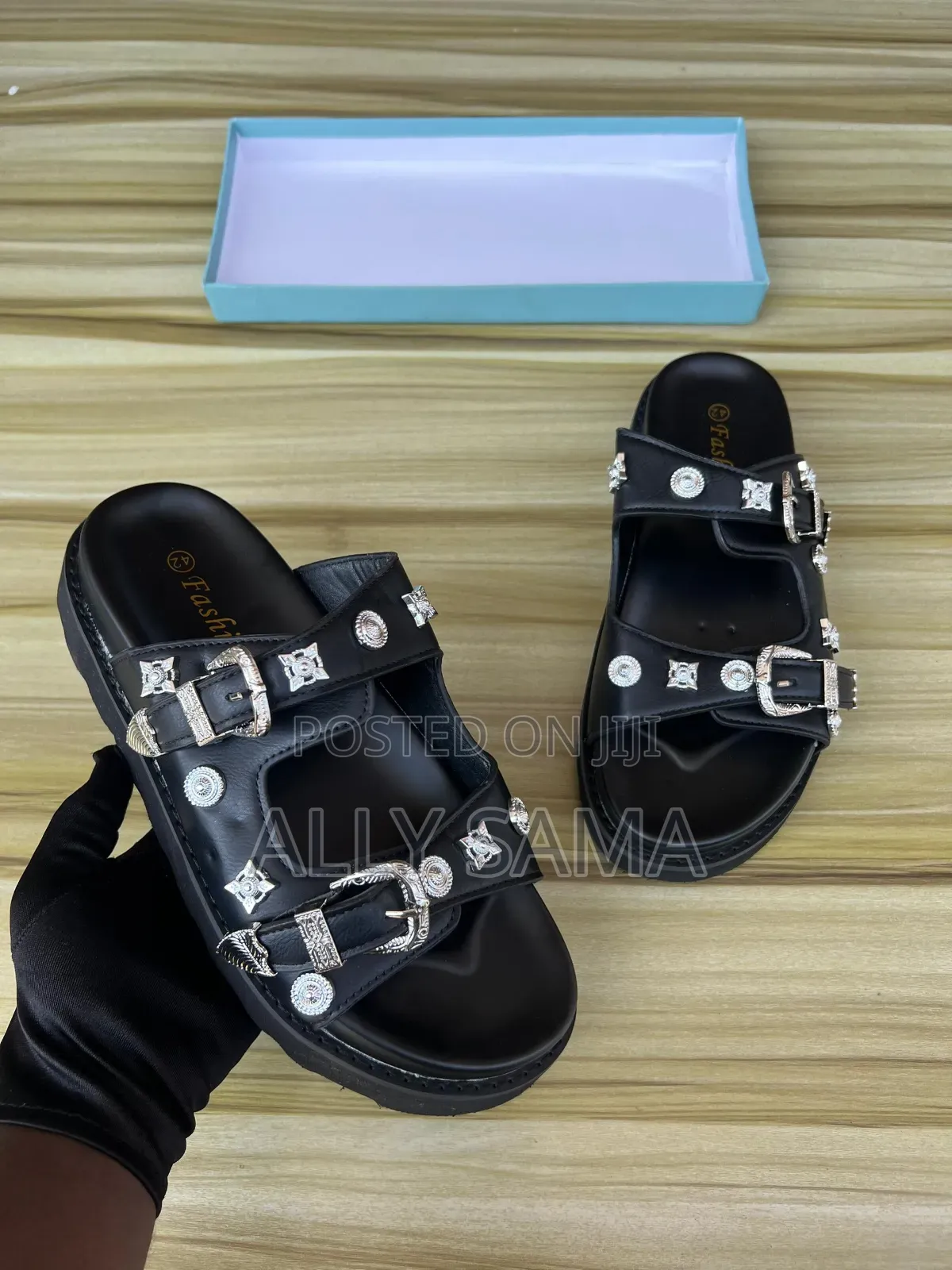 Toga Men's Sandals Black Ice Material Leather