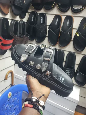 Toga Men's Sandals Black Ice Material Leather