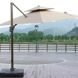 360 Degree Rotating Side Pole Square Garden Umbrella With Water Base