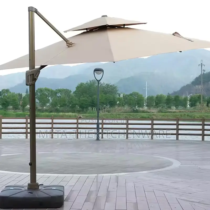 360 Degree Rotating Side Pole Square Garden Umbrella With Water Base
