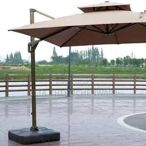 360 Degree Rotating Side Pole Square Garden Umbrella With Water Base