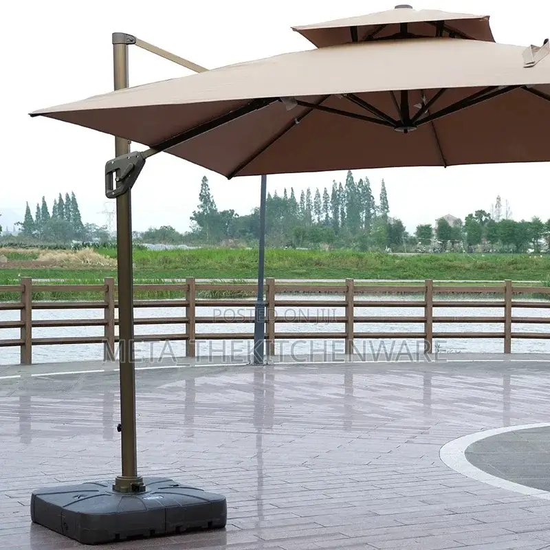 360 Degree Rotating Side Pole Square Garden Umbrella With Water Base