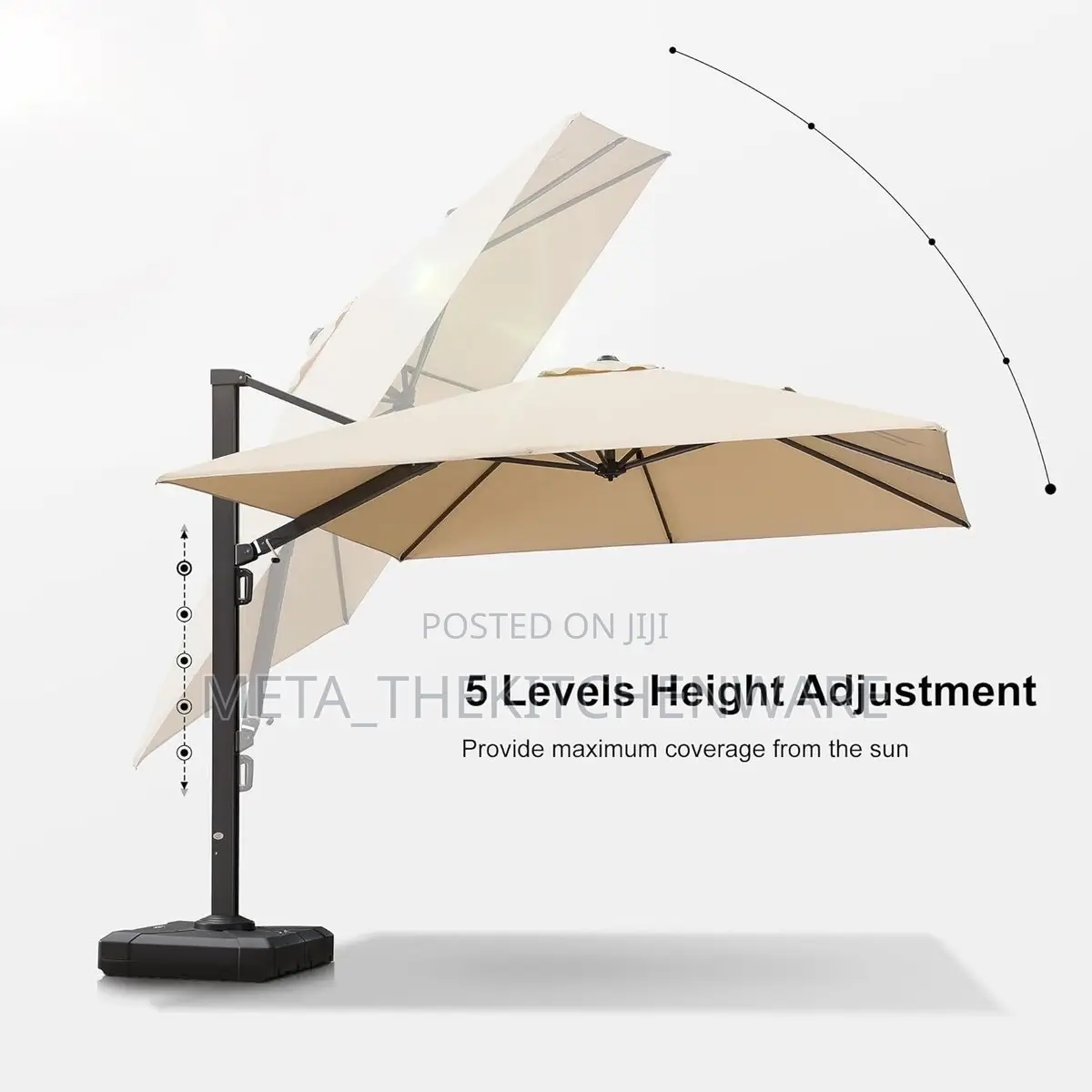 360 Degree Rotating Side Pole Square Garden Umbrella With Water Base