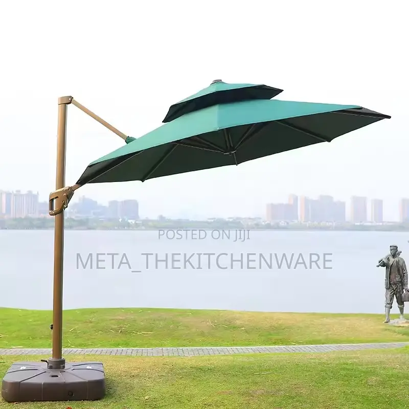 360 Degree Rotating Side Pole Square Garden Umbrella With Water Base