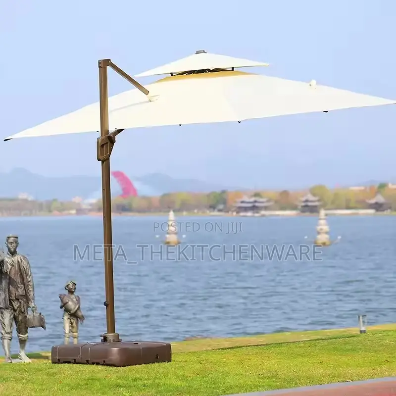 360 Degree Rotating Side Pole Square Garden Umbrella With Water Base