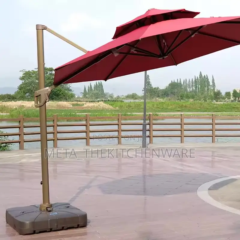 360 Degree Rotating Side Pole Square Garden Umbrella With Water Base