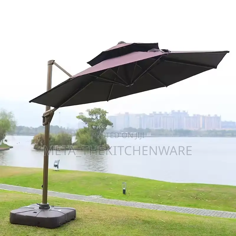 360 Degree Rotating Side Pole Square Garden Umbrella With Water Base