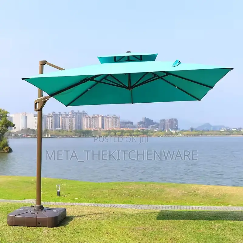 360 Degree Rotating Side Pole Square Garden Umbrella With Water Base