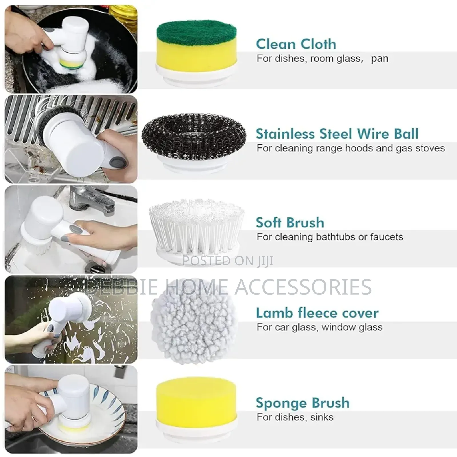 Magic Brush" Electric Cleaning Brush. 5 in 1
