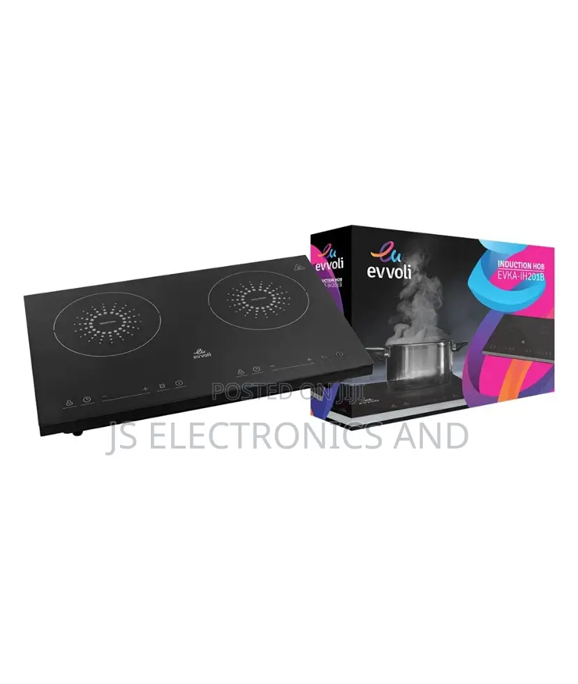 Evvoli Induction Hob Glass Material 2 Plates Digital Use 3500 Watts.