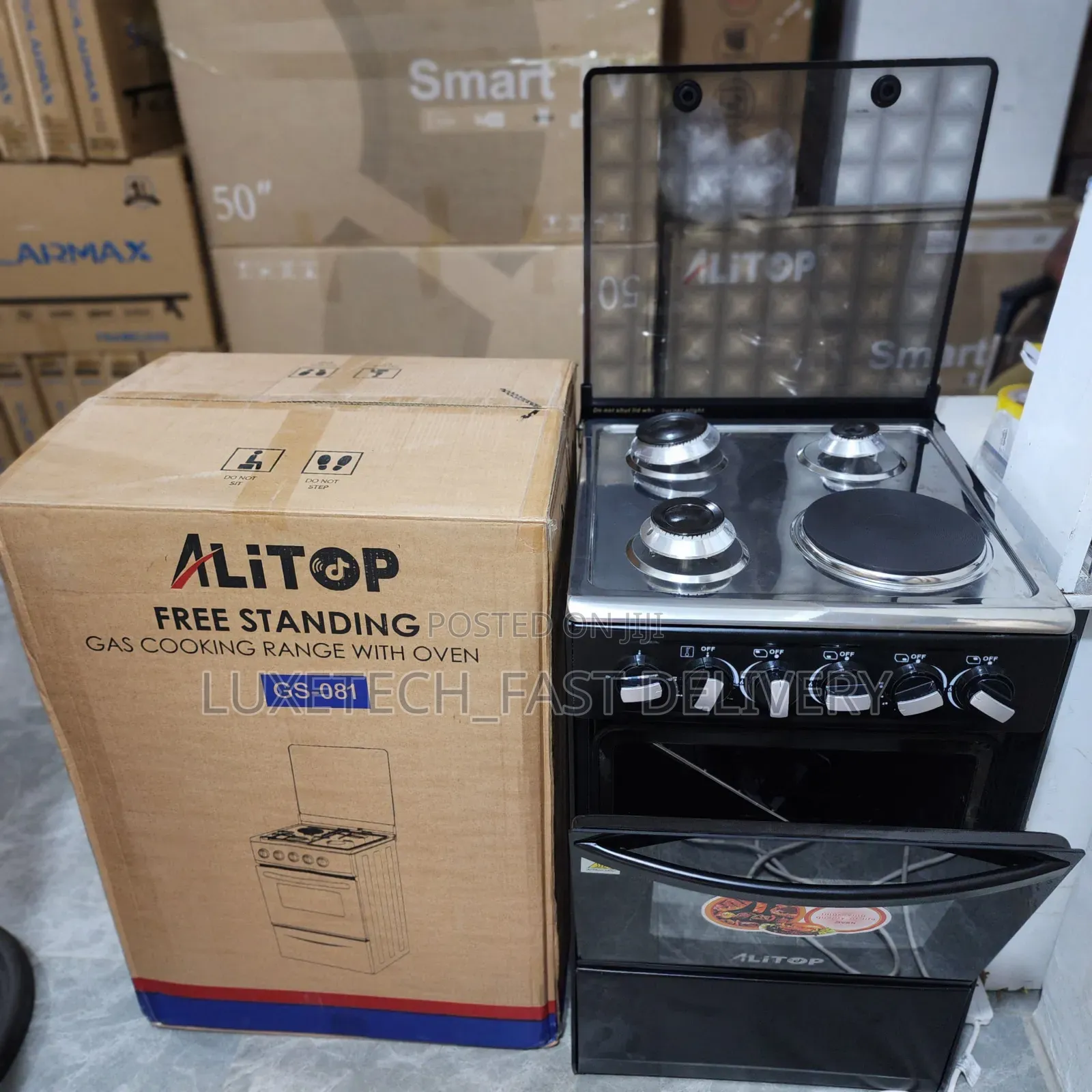 Alitop 50x50 Cooker With 3 Gas Burners and 1 Electric Stove