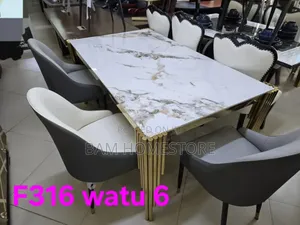 Modern 6-Seater Dining Set With Marble Top