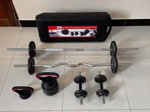 58kg Adjustable Barbell, Dumbbell Kettlebell Set