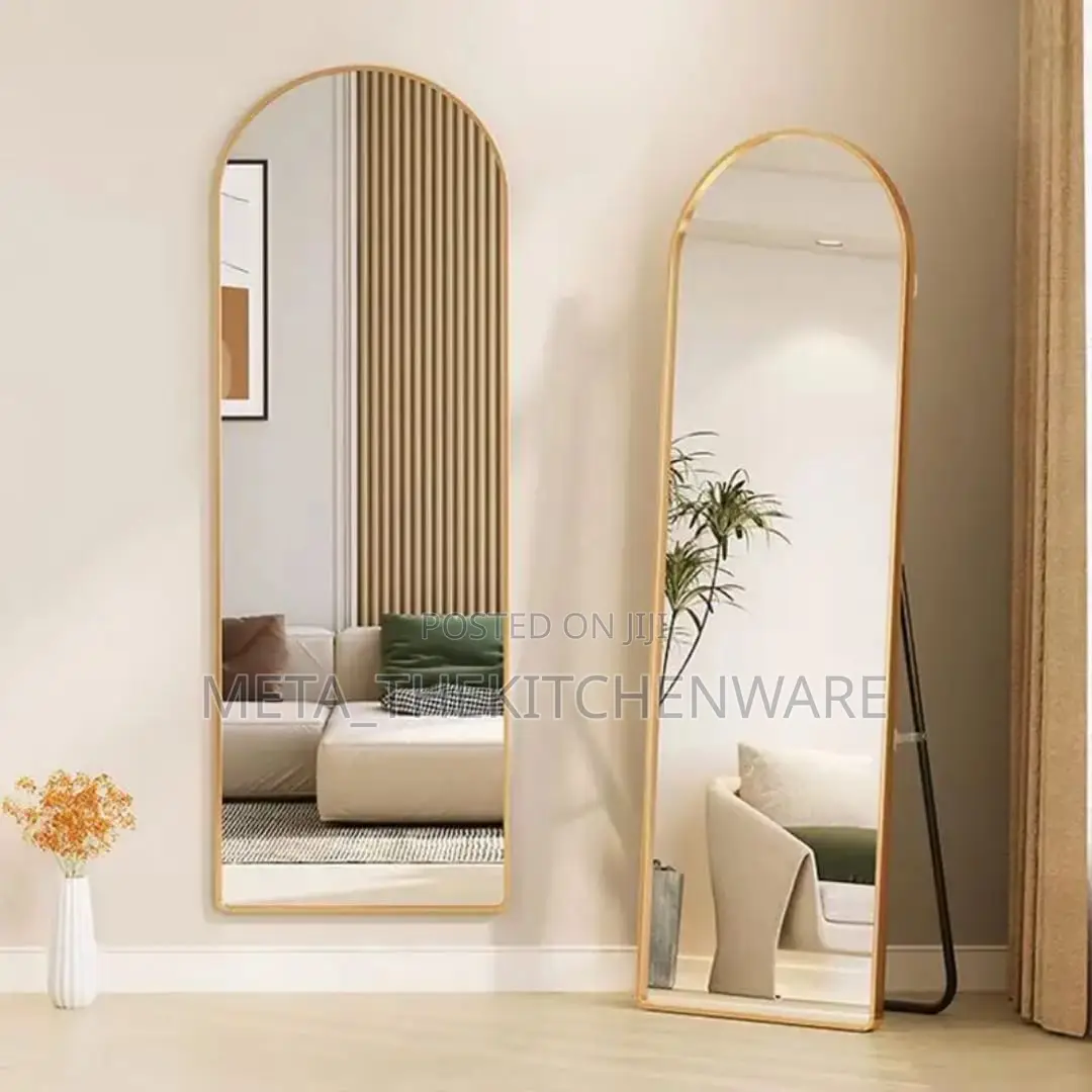Wall Mirror Full Length With Standing, Black Arched