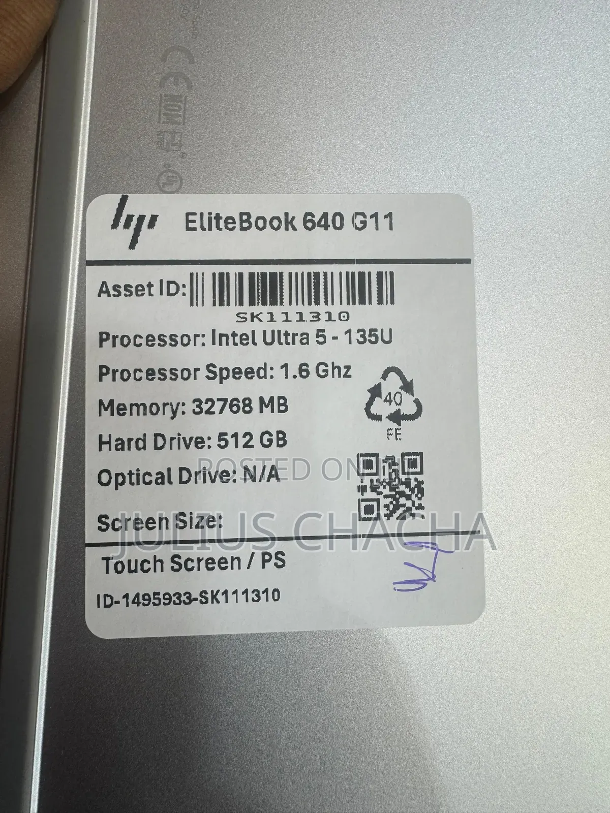 New Laptop HP EliteBook 640 G11 32GB Intel Core Ultra 5 SSD 512GB