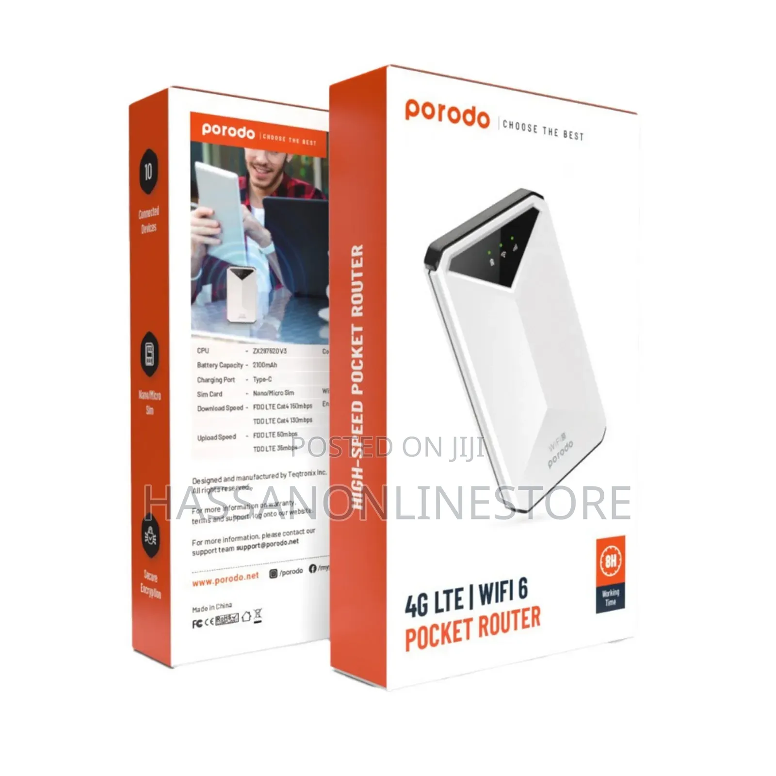 Porodo Portable Mifi 3g/4g Router Cat4 V2 Without Display