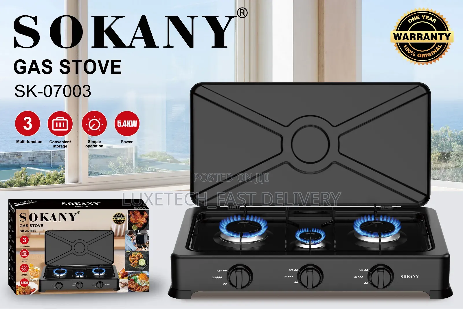 Sokany Gas Stove 3 Burners Sk-07003