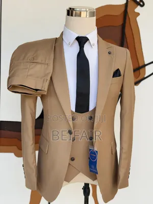 Khaki Plain Suit for Mens
